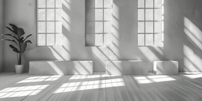 AI generated Tree Casts Shadow on Wall photo