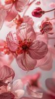 AI generated Close Up of Pink Flowers on White Background photo