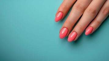 Womans Hand With Pink Manicure photo