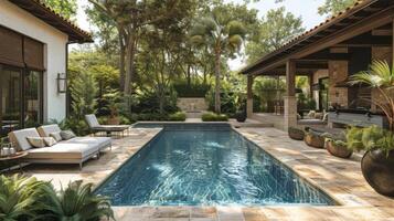 A Swimming Pool Oasis With Lounge Chairs photo