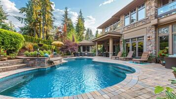 Pool in Lush Green Yard photo