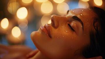 Woman Receiving Facial Massage in Spa photo