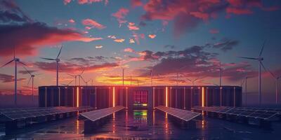 Array of Wind Turbines in a Wind Farm photo