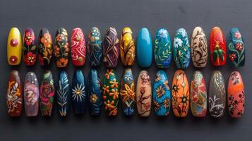 Collection of Painted Nails on Table photo