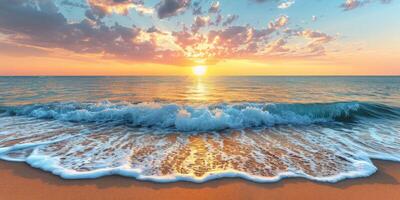 Beach With Waves Rolling Onto Shore photo