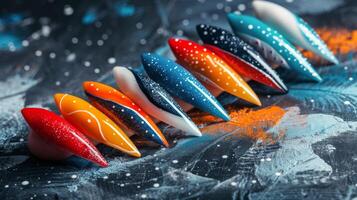 Collection of Painted Nails on Table photo