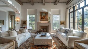 Living Room Filled With Furniture and a Fireplace photo