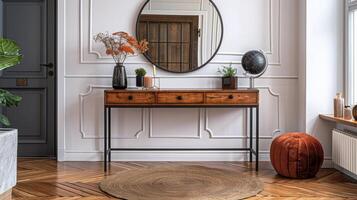 Living Room Filled With Furniture and Mirror photo