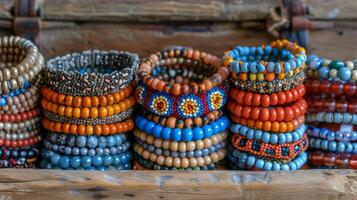 Assorted Bracelets Arranged on Table photo