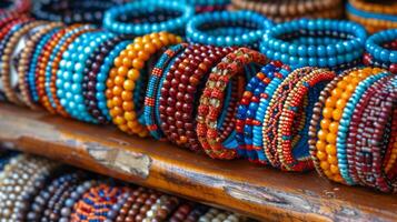 Assorted Bracelets Displayed on Table photo