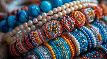 Assorted Bracelets Displayed on Table photo