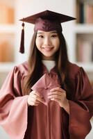 Woman in Graduation Cap and Gown photo