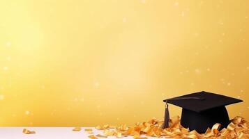 Graduation Cap and Tassel on Table photo