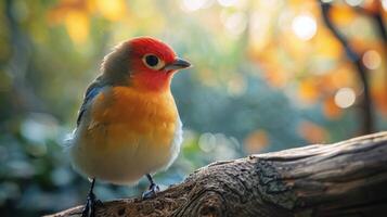 vistoso pájaro encaramado en árbol rama foto