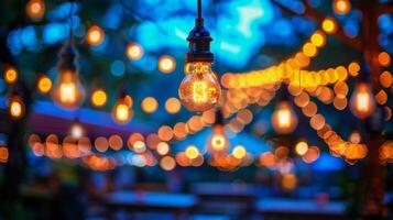 Hanging Lights Adorn Tree Branches photo