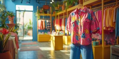 Womans Shirt Displayed on Mannequin in Retail Store photo