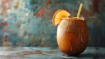 Close Up of a Drink in a Glass on a Table photo