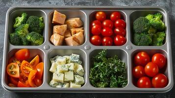 Close-Up of Tray of Food With Broccoli photo