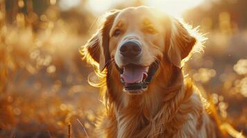 Dog Running Through Field of Tall Grass photo