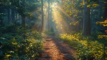 Dirt Road Running Through Forest photo