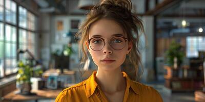 Woman With Glasses Looking at the Camera photo