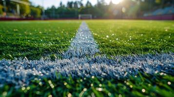 Green Grass Field With White Line photo