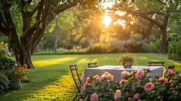 Table and Chairs in a Garden photo