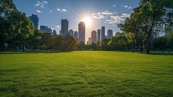 The Sun Shining Over Grassy Field photo