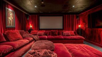 Large Red Couch in Living Room photo