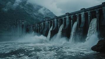 Majestic Dam in the Middle of Reservoir photo