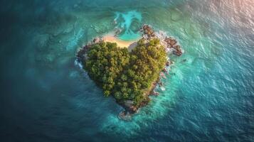 Heart Shaped Island in the Middle of the Ocean photo