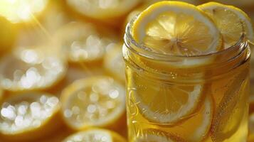 Jar Filled With Lemons on Table photo