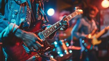 Person Playing Guitar Close Up photo