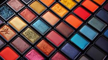 Close Up of a Makeup Palette on Colorful Background photo