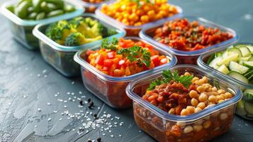 Close Up of a Tray of Food on a Table photo