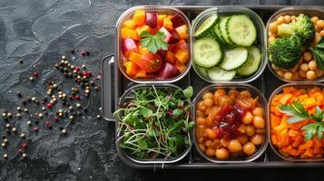 Plastic Container Filled With Various Vegetables photo