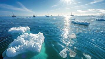 flotante icebergs en un agua cuerpo foto