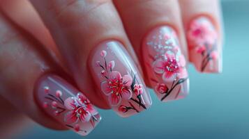 Elegant Black and White Manicure on Womans Hand photo
