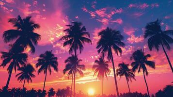 Palm Trees Silhouetted Against a Sunset Sky photo