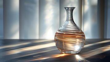 Brown Glass Vase With Clear Top on Black Surface photo