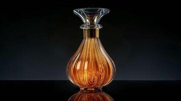 Brown Glass Vase With Clear Top on Black Surface photo