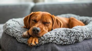 Small Dog Resting on Top of a Blanket photo