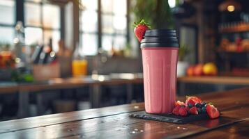 Refreshing Smoothie With Strawberries and Raspberries photo