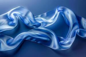 AI generated Translucent ribbon with a silky texture elegantly twisted against a dark blue background. photo