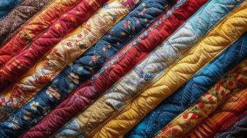 Close Up of Various Colored Fabrics photo