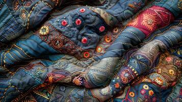 Close Up View of Quilted Material photo