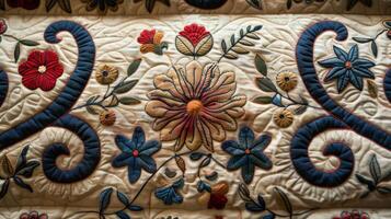 Close Up View of Quilted Material photo
