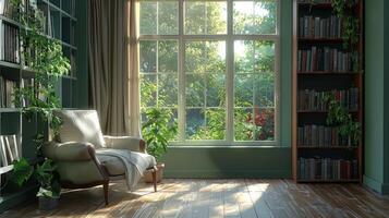 White Chair in Living Room Next to Window photo