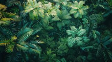 denso verde bosque rebosante con arboles foto