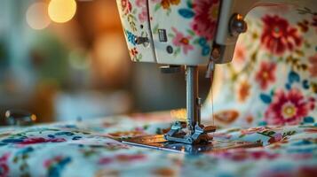 Sewing Machine on Blue Table photo